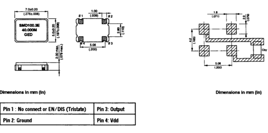 SMD100.3C(E/D)-50.000MHz,7050mm,GED低電壓晶振,50MHZ振蕩器